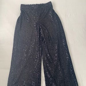 NWOT black sequin wide-leg pants from Banana Republic
